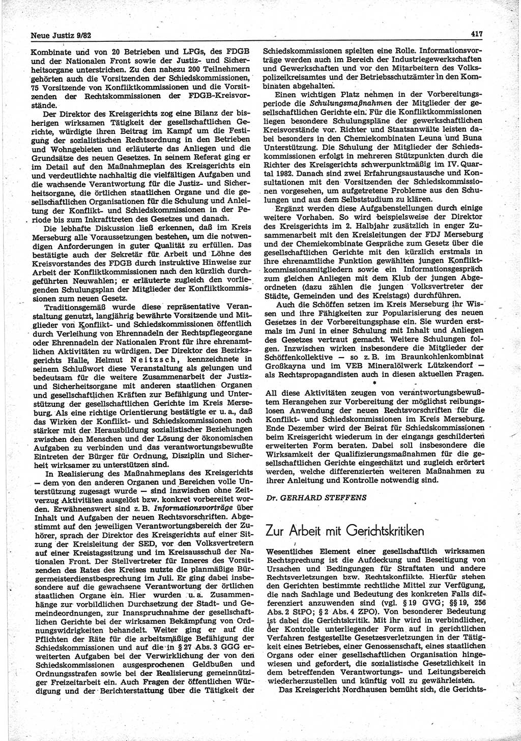 Neue Justiz (NJ), Zeitschrift für sozialistisches Recht und Gesetzlichkeit [Deutsche Demokratische Republik (DDR)], 36. Jahrgang 1982, Seite 417 (NJ DDR 1982, S. 417)