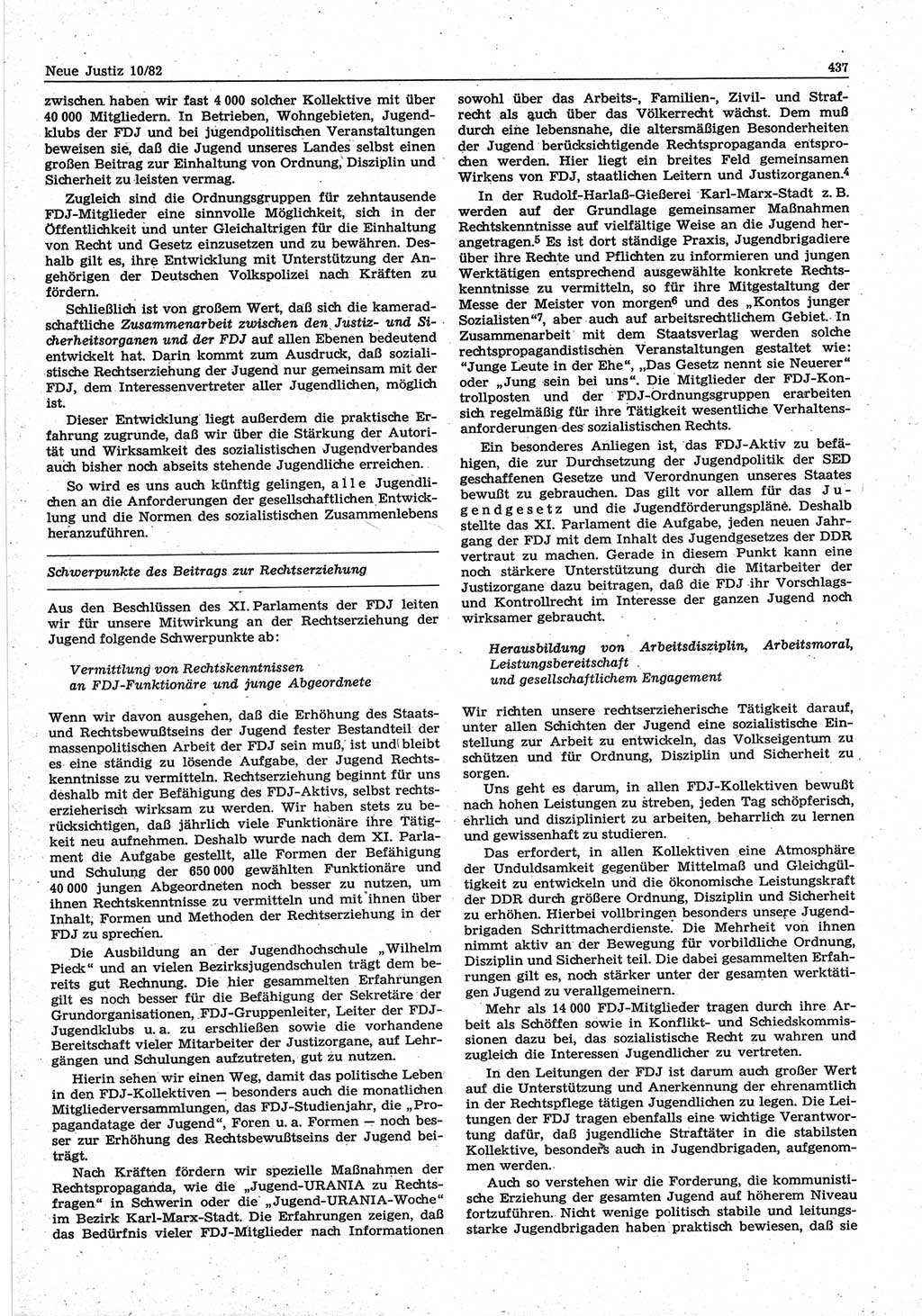 Neue Justiz (NJ), Zeitschrift für sozialistisches Recht und Gesetzlichkeit [Deutsche Demokratische Republik (DDR)], 36. Jahrgang 1982, Seite 437 (NJ DDR 1982, S. 437)