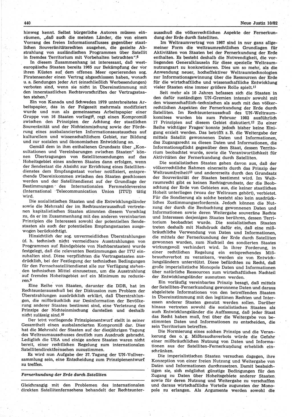 Neue Justiz (NJ), Zeitschrift für sozialistisches Recht und Gesetzlichkeit [Deutsche Demokratische Republik (DDR)], 36. Jahrgang 1982, Seite 440 (NJ DDR 1982, S. 440)