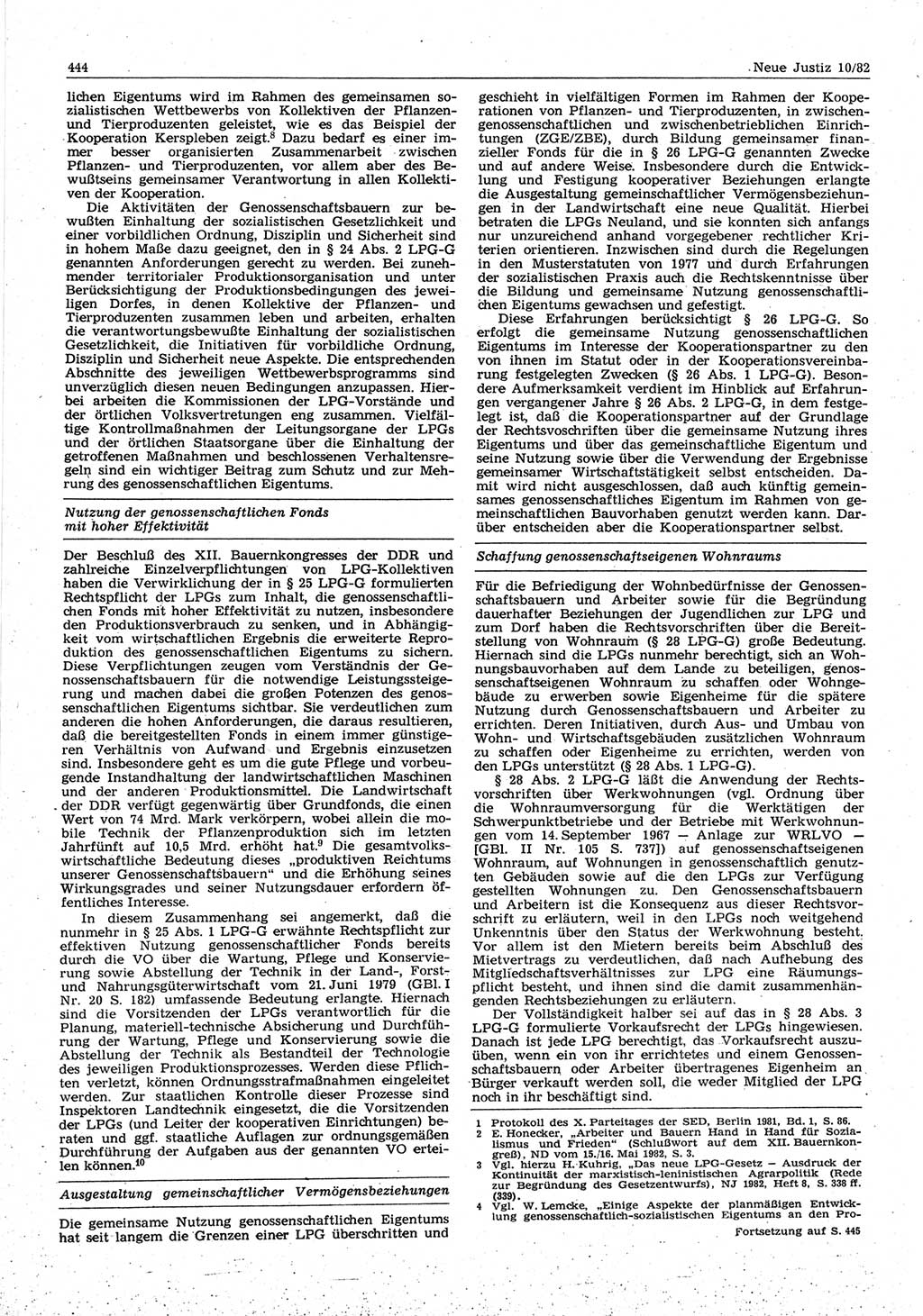 Neue Justiz (NJ), Zeitschrift für sozialistisches Recht und Gesetzlichkeit [Deutsche Demokratische Republik (DDR)], 36. Jahrgang 1982, Seite 444 (NJ DDR 1982, S. 444)