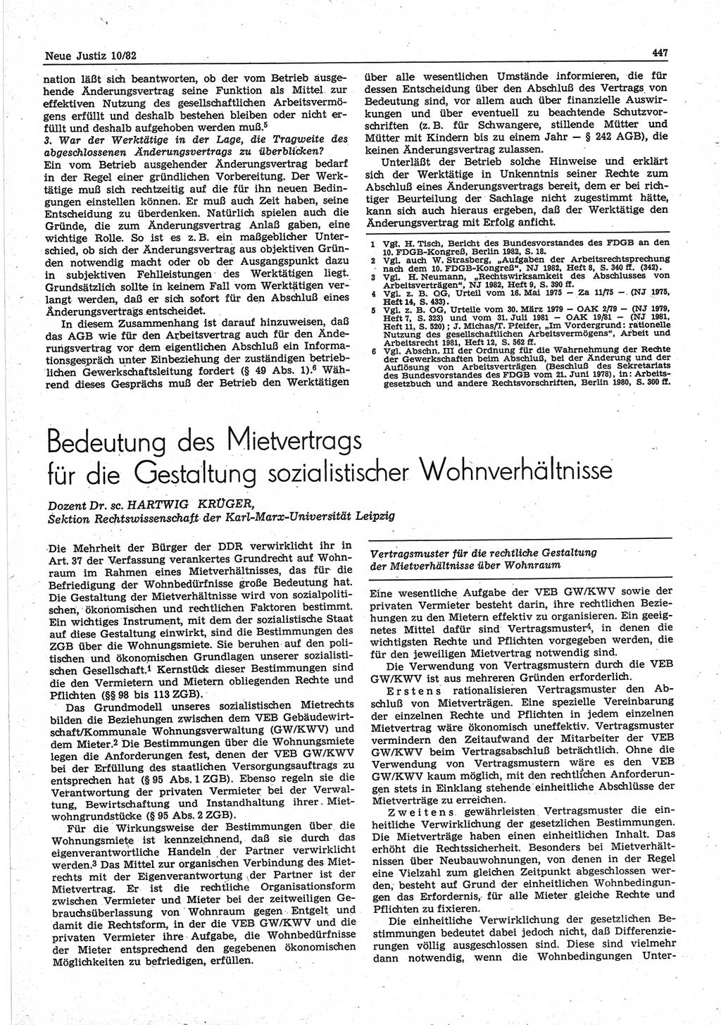 Neue Justiz (NJ), Zeitschrift für sozialistisches Recht und Gesetzlichkeit [Deutsche Demokratische Republik (DDR)], 36. Jahrgang 1982, Seite 447 (NJ DDR 1982, S. 447)