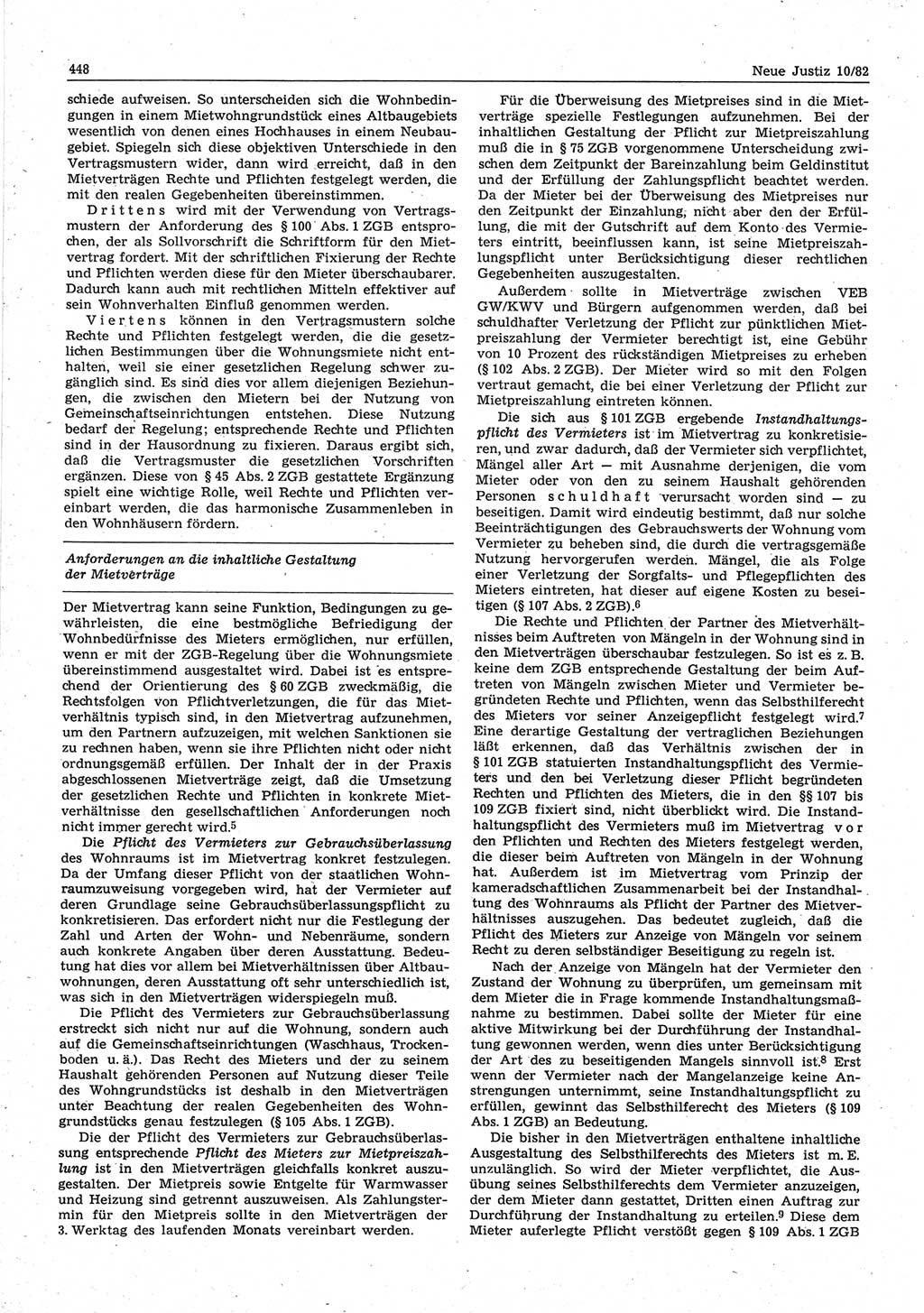 Neue Justiz (NJ), Zeitschrift für sozialistisches Recht und Gesetzlichkeit [Deutsche Demokratische Republik (DDR)], 36. Jahrgang 1982, Seite 448 (NJ DDR 1982, S. 448)