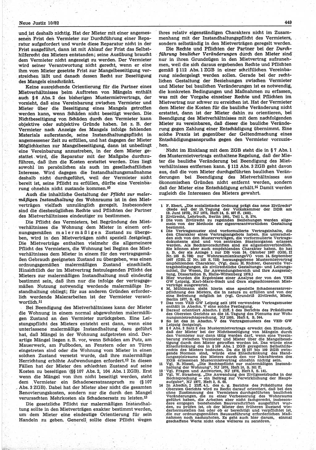 Neue Justiz (NJ), Zeitschrift für sozialistisches Recht und Gesetzlichkeit [Deutsche Demokratische Republik (DDR)], 36. Jahrgang 1982, Seite 449 (NJ DDR 1982, S. 449)