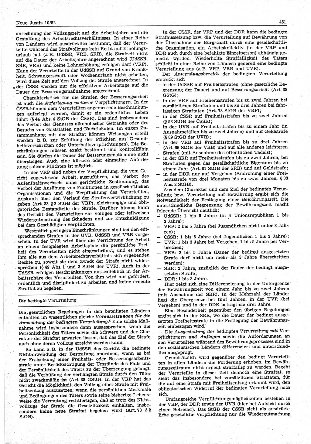 Neue Justiz (NJ), Zeitschrift für sozialistisches Recht und Gesetzlichkeit [Deutsche Demokratische Republik (DDR)], 36. Jahrgang 1982, Seite 451 (NJ DDR 1982, S. 451)