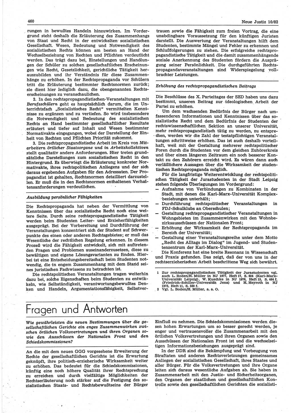 Neue Justiz (NJ), Zeitschrift für sozialistisches Recht und Gesetzlichkeit [Deutsche Demokratische Republik (DDR)], 36. Jahrgang 1982, Seite 460 (NJ DDR 1982, S. 460)