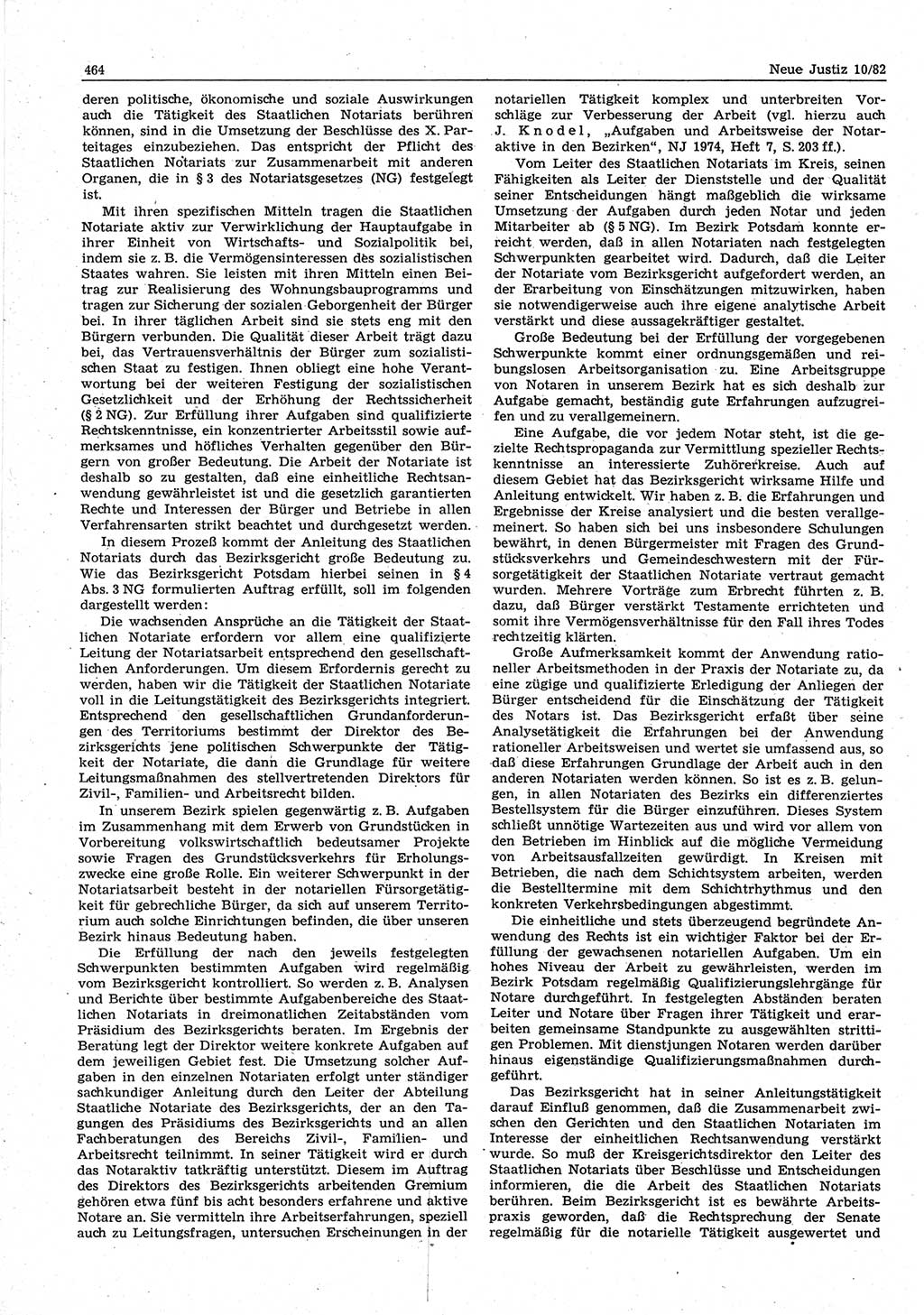 Neue Justiz (NJ), Zeitschrift für sozialistisches Recht und Gesetzlichkeit [Deutsche Demokratische Republik (DDR)], 36. Jahrgang 1982, Seite 464 (NJ DDR 1982, S. 464)