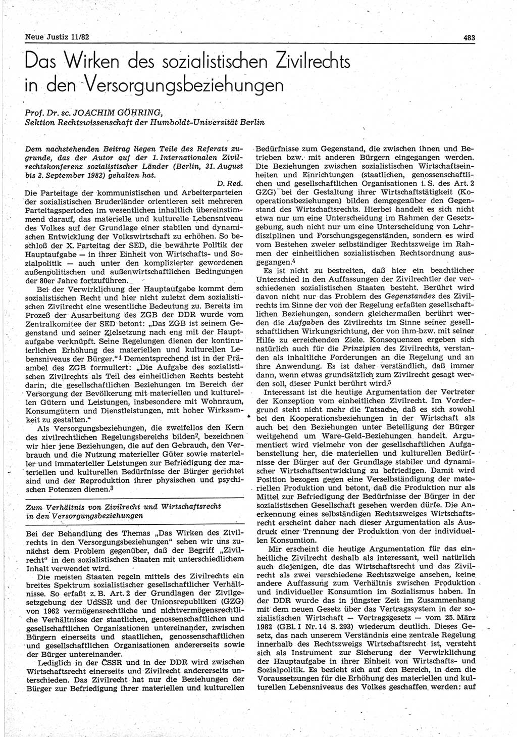 Neue Justiz (NJ), Zeitschrift für sozialistisches Recht und Gesetzlichkeit [Deutsche Demokratische Republik (DDR)], 36. Jahrgang 1982, Seite 483 (NJ DDR 1982, S. 483)
