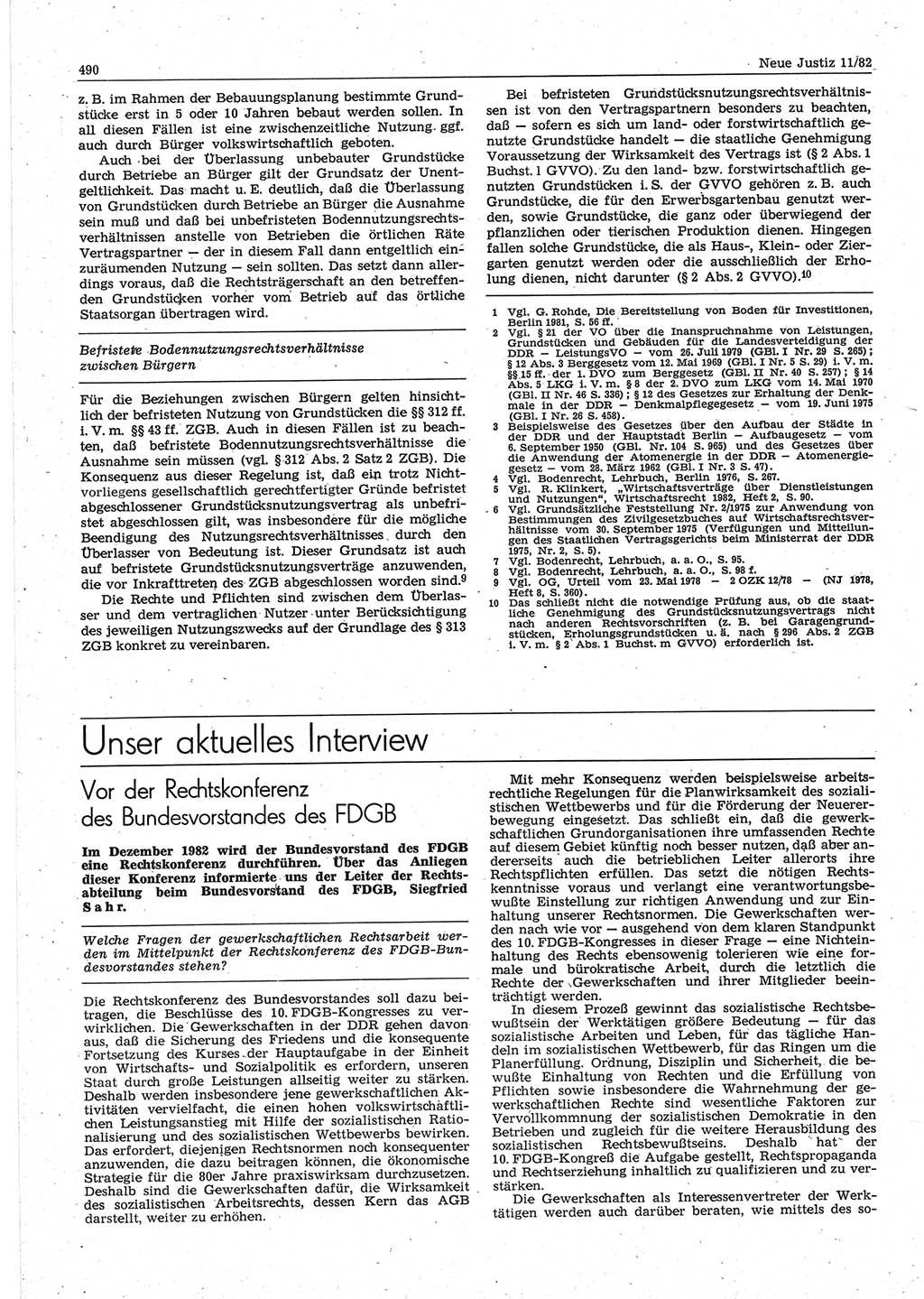 Neue Justiz (NJ), Zeitschrift für sozialistisches Recht und Gesetzlichkeit [Deutsche Demokratische Republik (DDR)], 36. Jahrgang 1982, Seite 490 (NJ DDR 1982, S. 490)