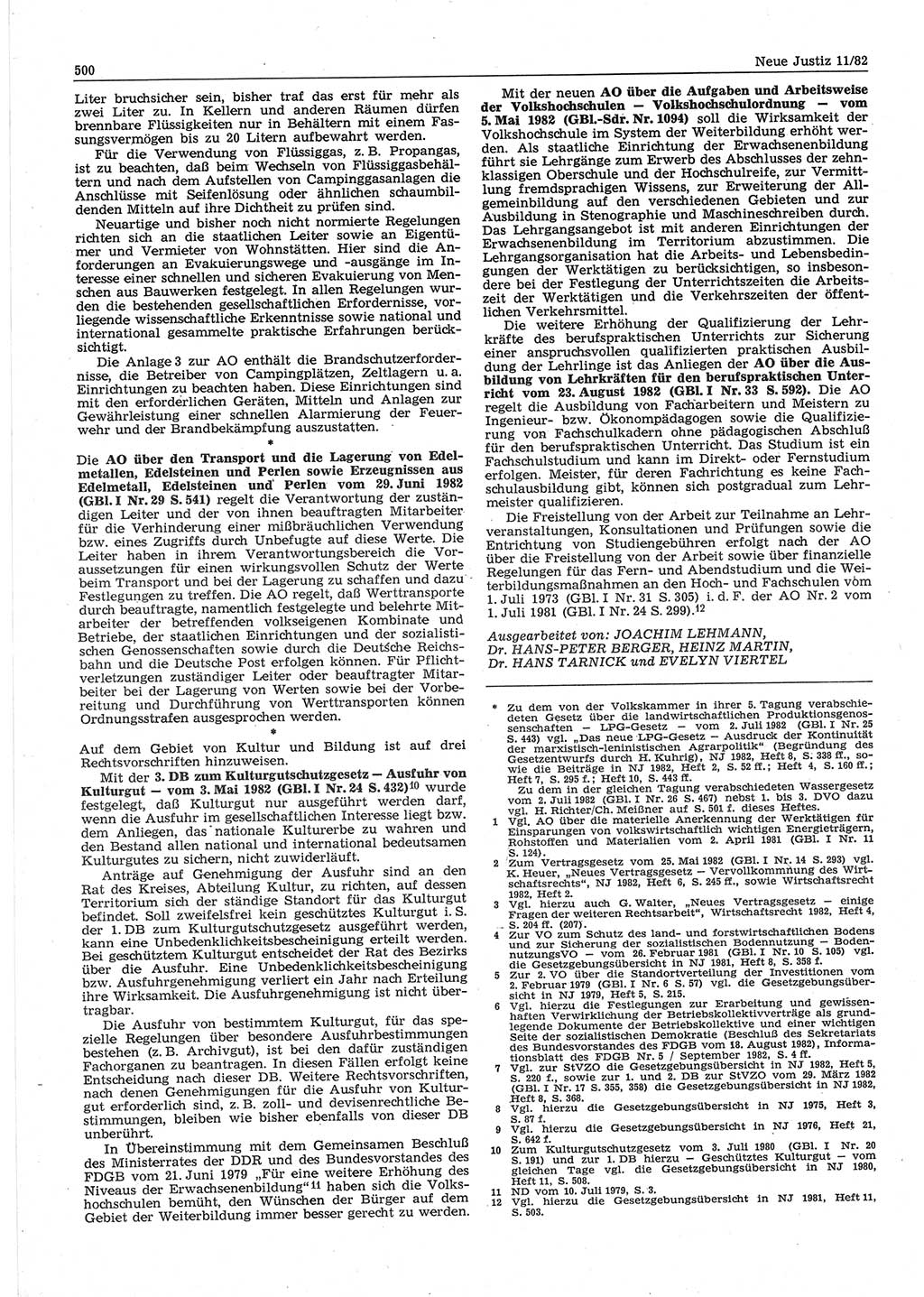 Neue Justiz (NJ), Zeitschrift für sozialistisches Recht und Gesetzlichkeit [Deutsche Demokratische Republik (DDR)], 36. Jahrgang 1982, Seite 500 (NJ DDR 1982, S. 500)