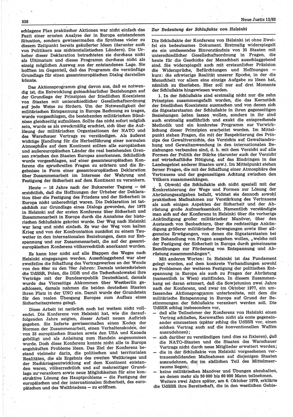 Neue Justiz (NJ), Zeitschrift für sozialistisches Recht und Gesetzlichkeit [Deutsche Demokratische Republik (DDR)], 36. Jahrgang 1982, Seite 526 (NJ DDR 1982, S. 526)