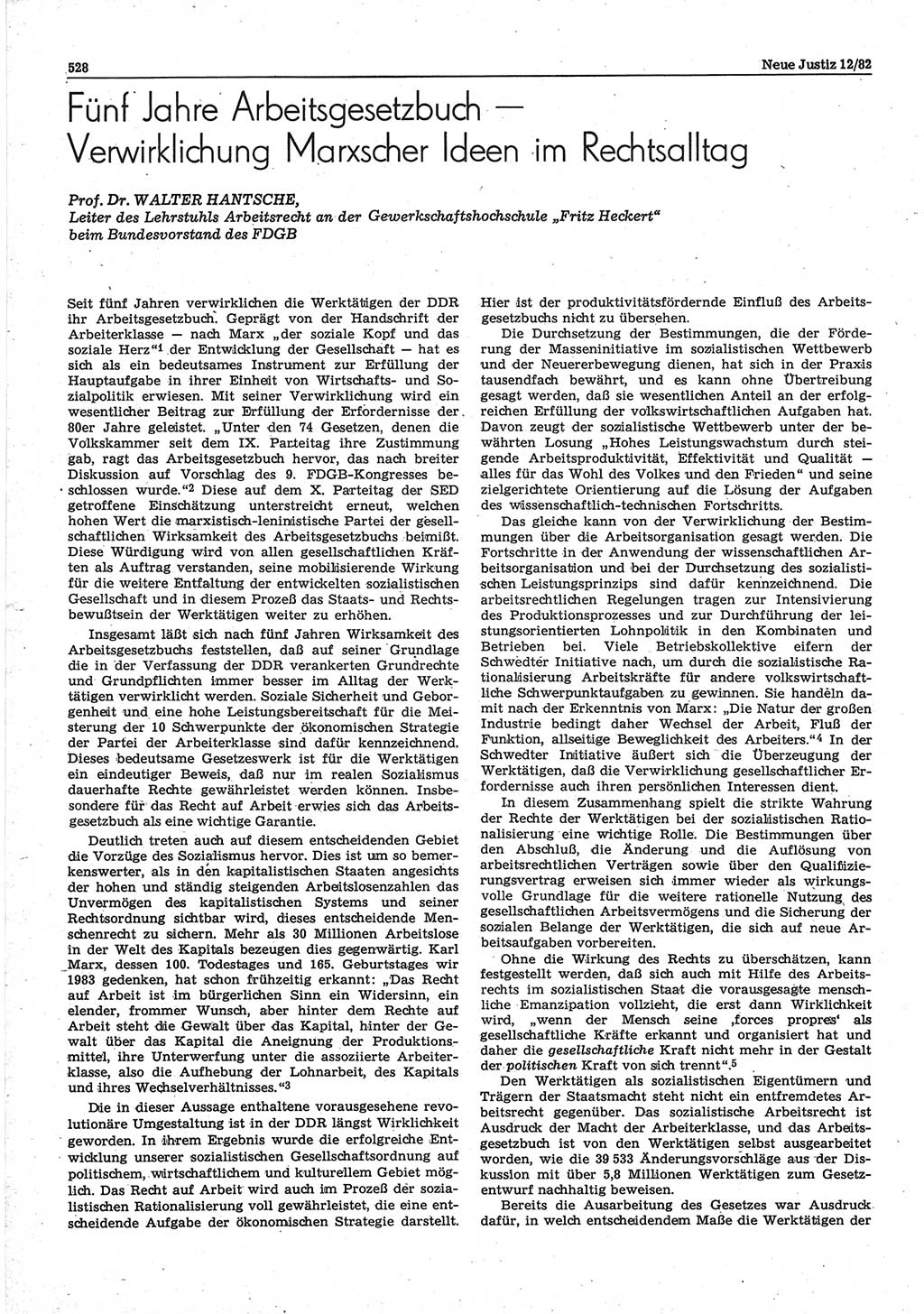 Neue Justiz (NJ), Zeitschrift für sozialistisches Recht und Gesetzlichkeit [Deutsche Demokratische Republik (DDR)], 36. Jahrgang 1982, Seite 528 (NJ DDR 1982, S. 528)