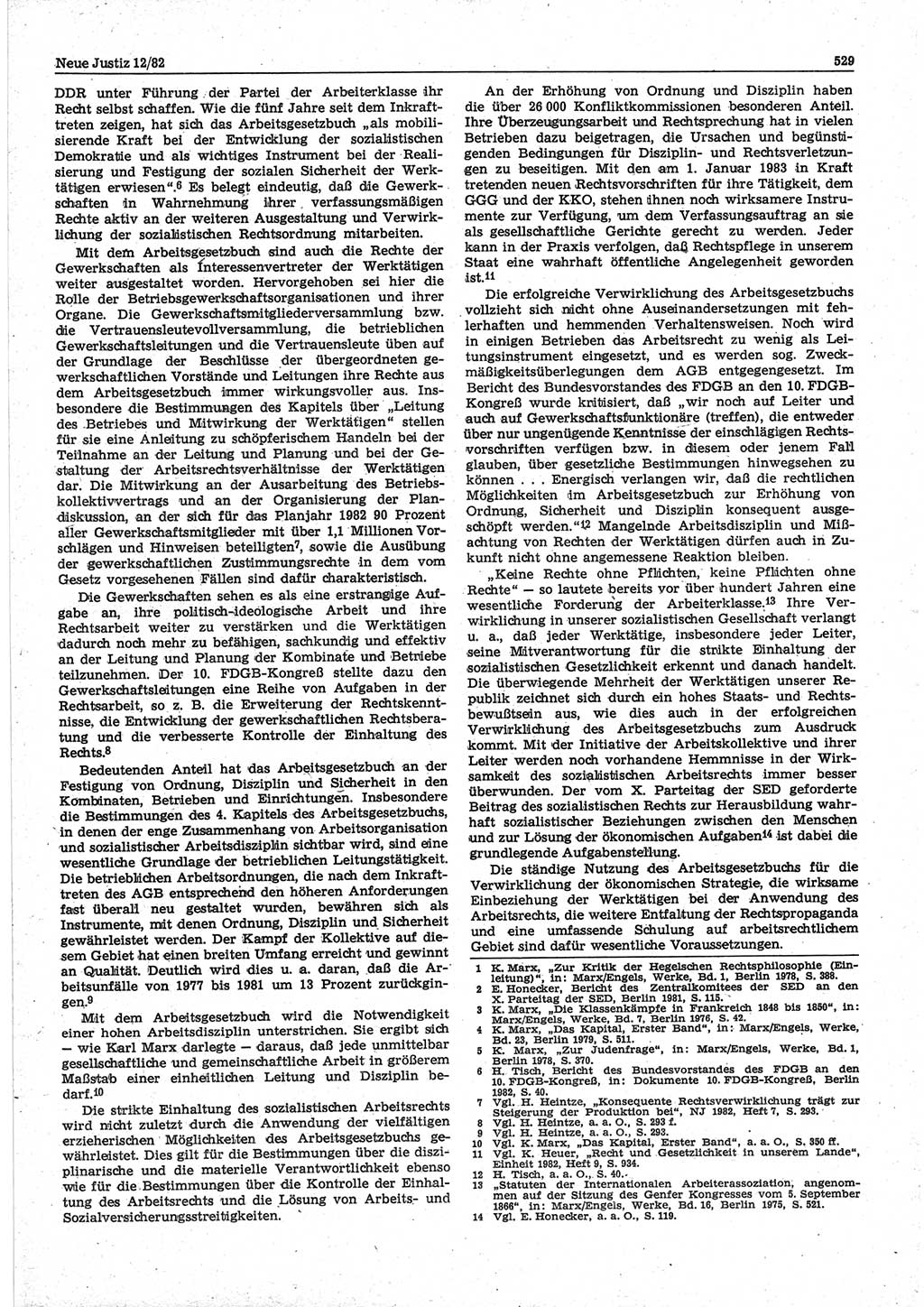 Neue Justiz (NJ), Zeitschrift für sozialistisches Recht und Gesetzlichkeit [Deutsche Demokratische Republik (DDR)], 36. Jahrgang 1982, Seite 529 (NJ DDR 1982, S. 529)