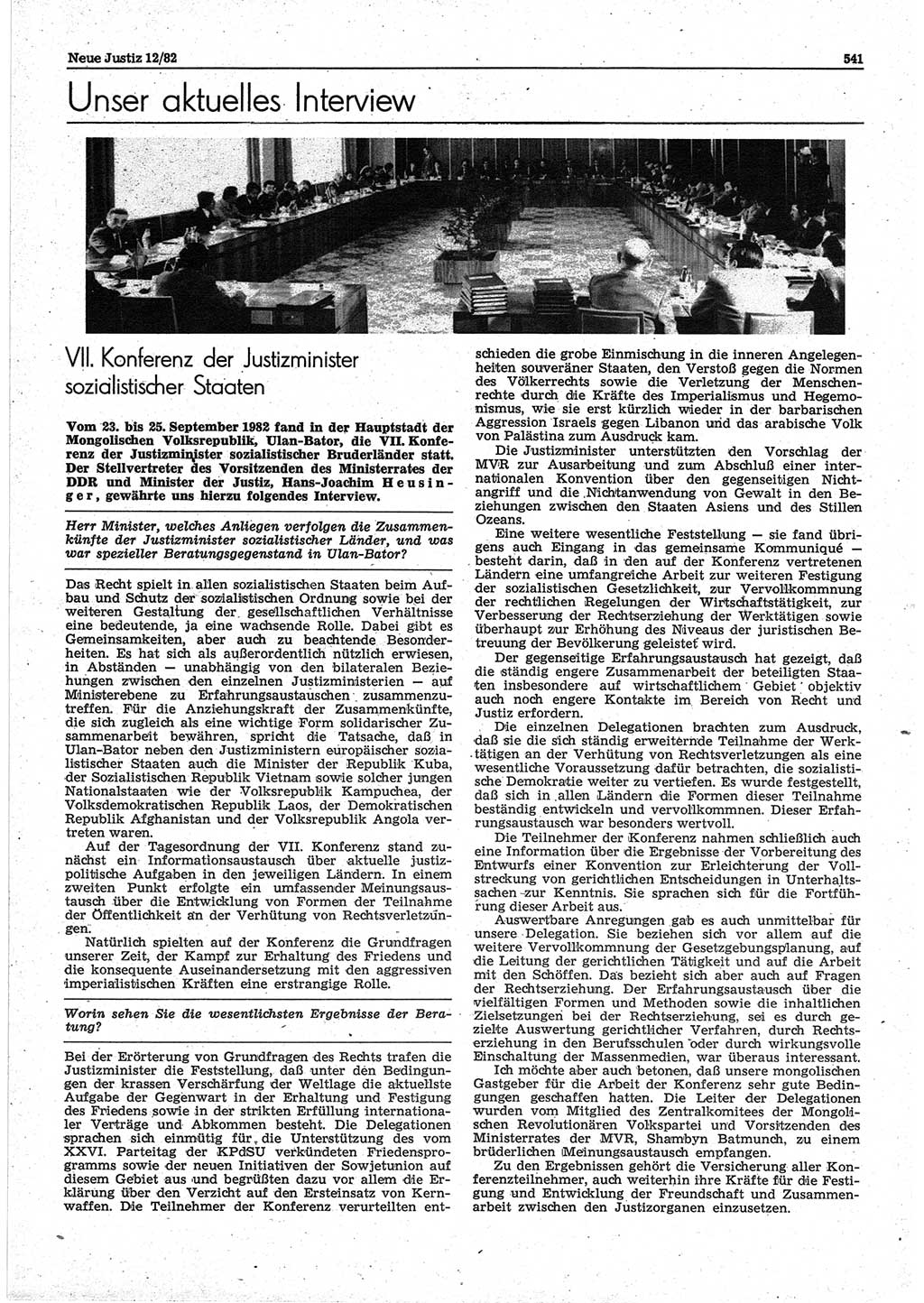 Neue Justiz (NJ), Zeitschrift für sozialistisches Recht und Gesetzlichkeit [Deutsche Demokratische Republik (DDR)], 36. Jahrgang 1982, Seite 541 (NJ DDR 1982, S. 541)