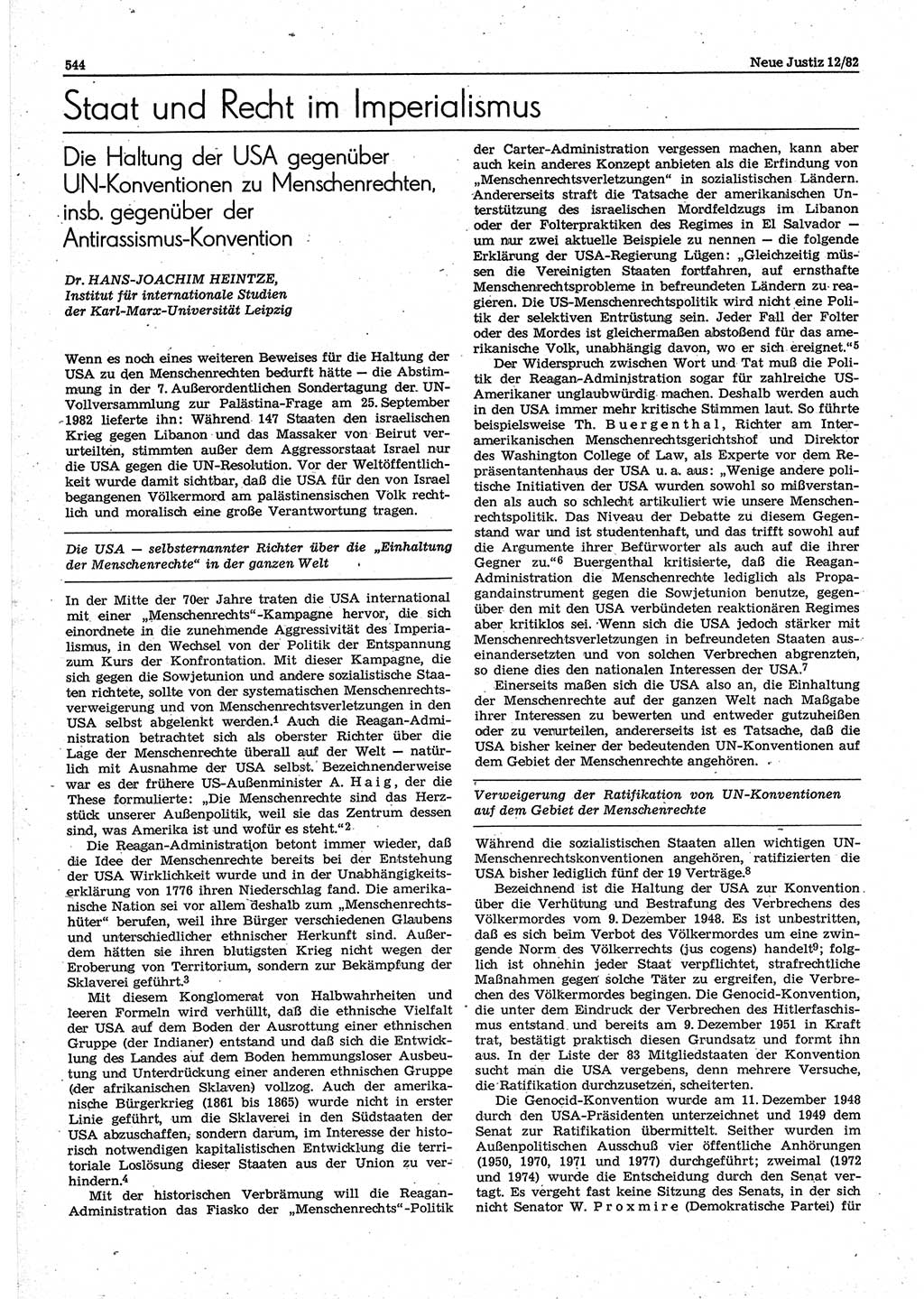 Neue Justiz (NJ), Zeitschrift für sozialistisches Recht und Gesetzlichkeit [Deutsche Demokratische Republik (DDR)], 36. Jahrgang 1982, Seite 544 (NJ DDR 1982, S. 544)