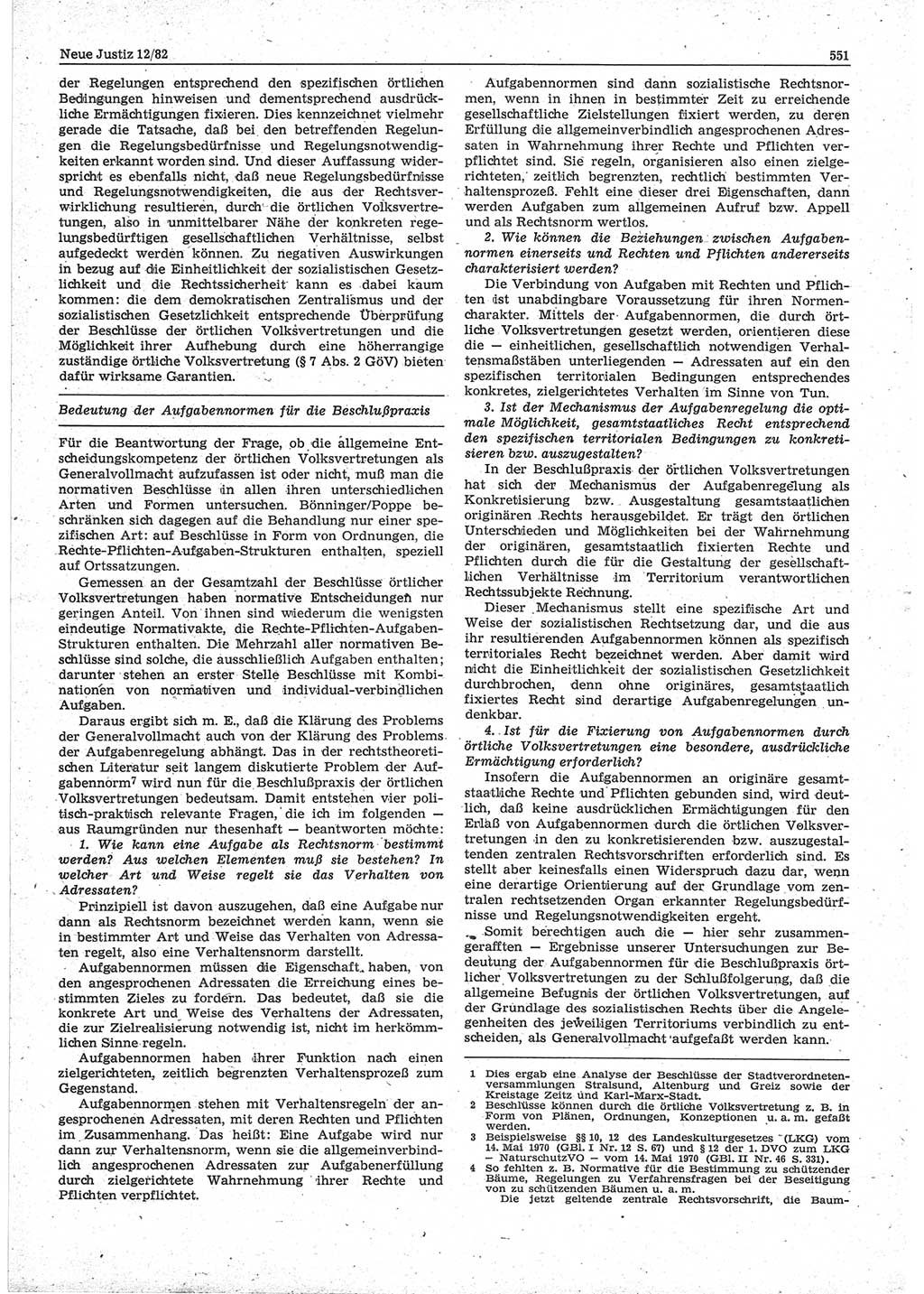 Neue Justiz (NJ), Zeitschrift für sozialistisches Recht und Gesetzlichkeit [Deutsche Demokratische Republik (DDR)], 36. Jahrgang 1982, Seite 551 (NJ DDR 1982, S. 551)