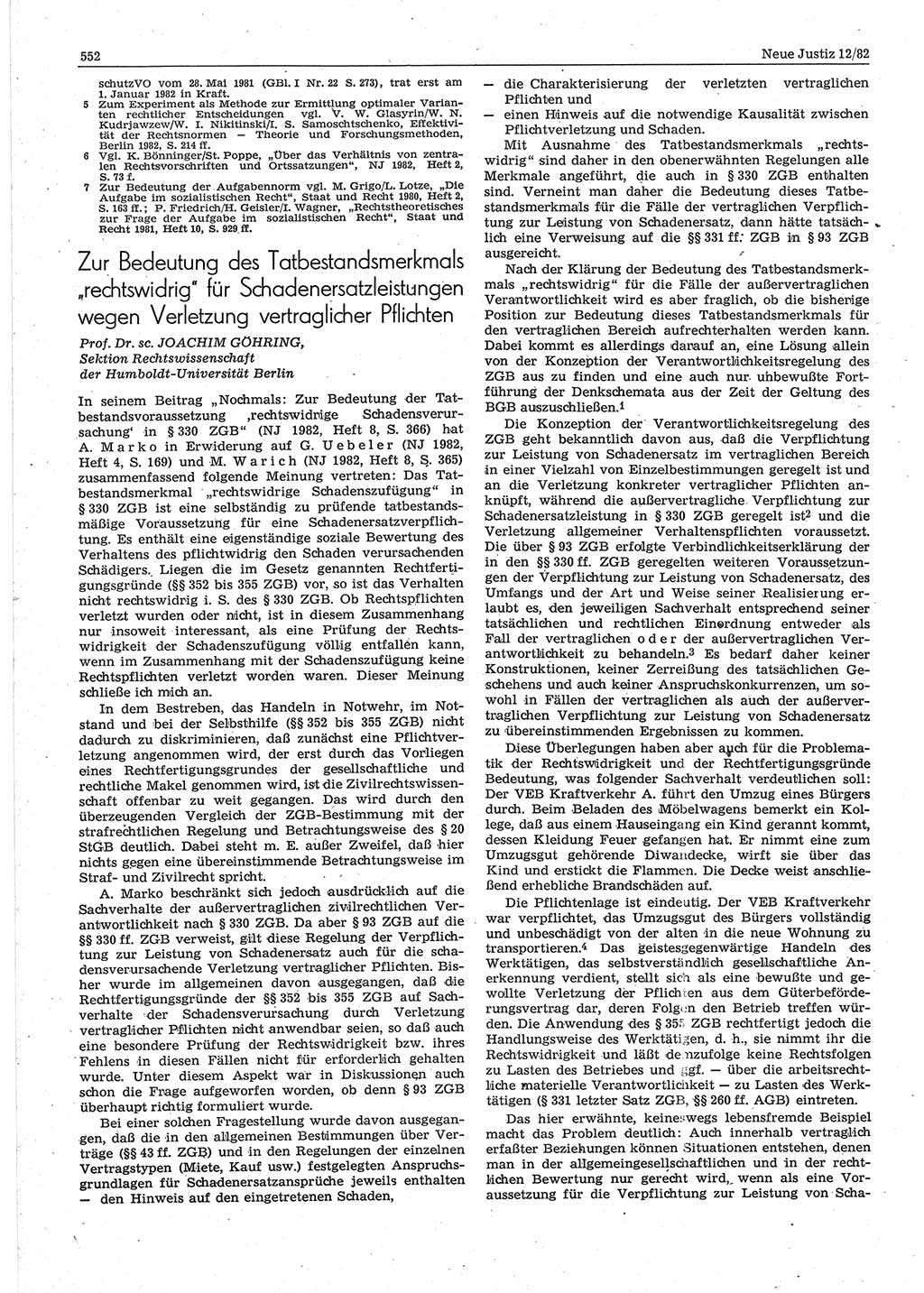 Neue Justiz (NJ), Zeitschrift für sozialistisches Recht und Gesetzlichkeit [Deutsche Demokratische Republik (DDR)], 36. Jahrgang 1982, Seite 552 (NJ DDR 1982, S. 552)