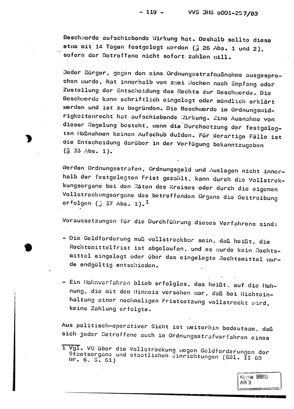 Dissertation, Oberst Helmut Lubas (BV Mdg.), Oberstleutnant Manfred Eschberger (HA IX), Oberleutnant Hans-Jürgen Ludwig (JHS), Ministerium für Staatssicherheit (MfS) [Deutsche Demokratische Republik (DDR)], Juristische Hochschule (JHS), Vertrauliche Verschlußsache (VVS) o001-257/83, Potsdam 1983, Seite 119 (Diss. MfS DDR JHS VVS o001-257/83 1983, S. 119)