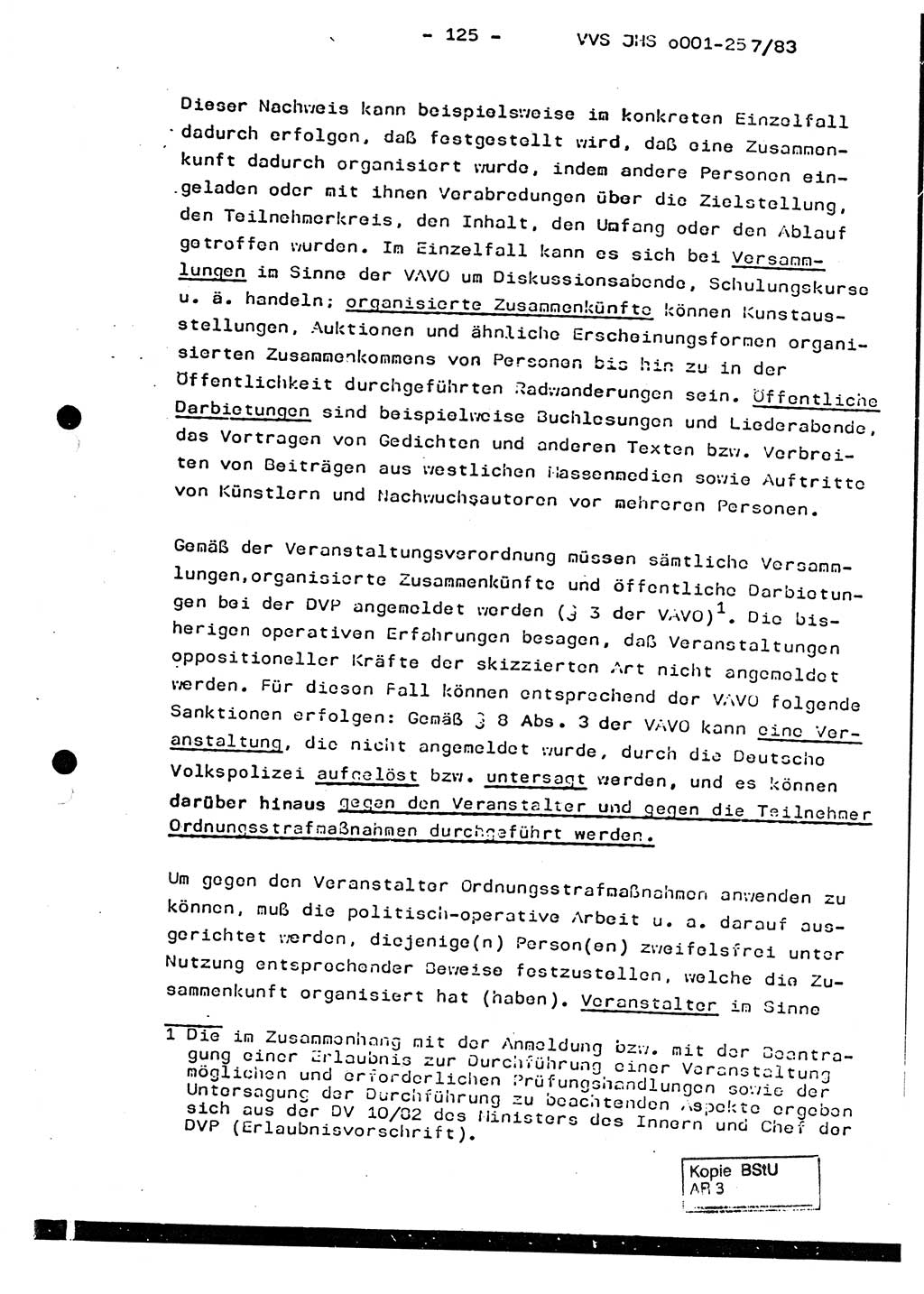 Dissertation, Oberst Helmut Lubas (BV Mdg.), Oberstleutnant Manfred Eschberger (HA IX), Oberleutnant Hans-Jürgen Ludwig (JHS), Ministerium für Staatssicherheit (MfS) [Deutsche Demokratische Republik (DDR)], Juristische Hochschule (JHS), Vertrauliche Verschlußsache (VVS) o001-257/83, Potsdam 1983, Seite 125 (Diss. MfS DDR JHS VVS o001-257/83 1983, S. 125)