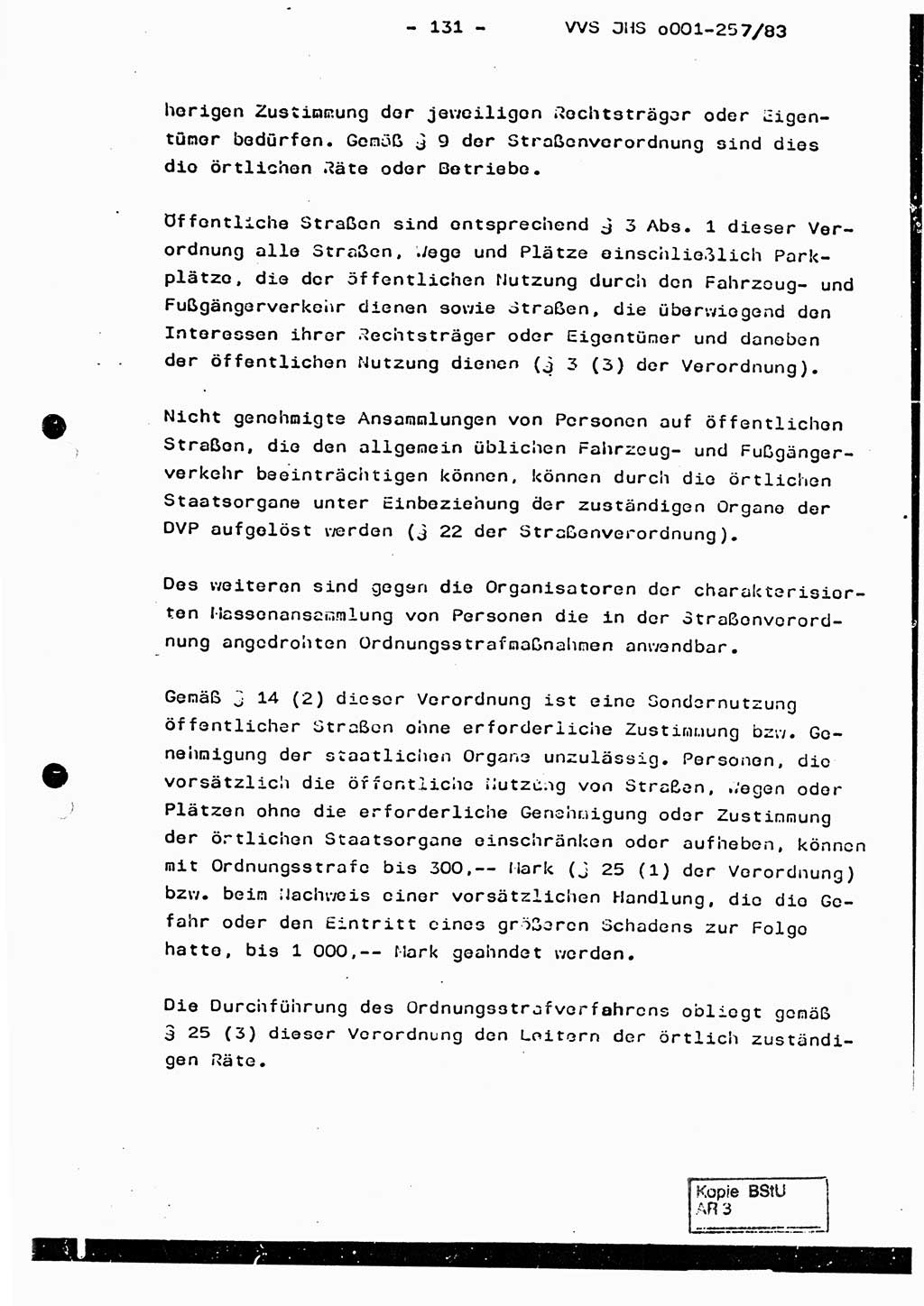 Dissertation, Oberst Helmut Lubas (BV Mdg.), Oberstleutnant Manfred Eschberger (HA IX), Oberleutnant Hans-Jürgen Ludwig (JHS), Ministerium für Staatssicherheit (MfS) [Deutsche Demokratische Republik (DDR)], Juristische Hochschule (JHS), Vertrauliche Verschlußsache (VVS) o001-257/83, Potsdam 1983, Seite 131 (Diss. MfS DDR JHS VVS o001-257/83 1983, S. 131)