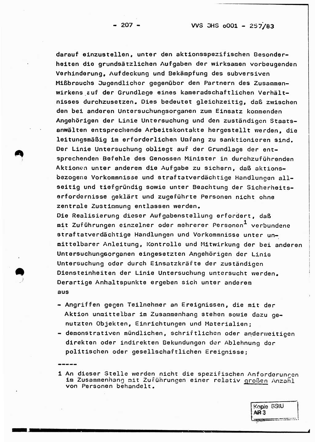 Dissertation, Oberst Helmut Lubas (BV Mdg.), Oberstleutnant Manfred Eschberger (HA IX), Oberleutnant Hans-Jürgen Ludwig (JHS), Ministerium für Staatssicherheit (MfS) [Deutsche Demokratische Republik (DDR)], Juristische Hochschule (JHS), Vertrauliche Verschlußsache (VVS) o001-257/83, Potsdam 1983, Seite 207 (Diss. MfS DDR JHS VVS o001-257/83 1983, S. 207)