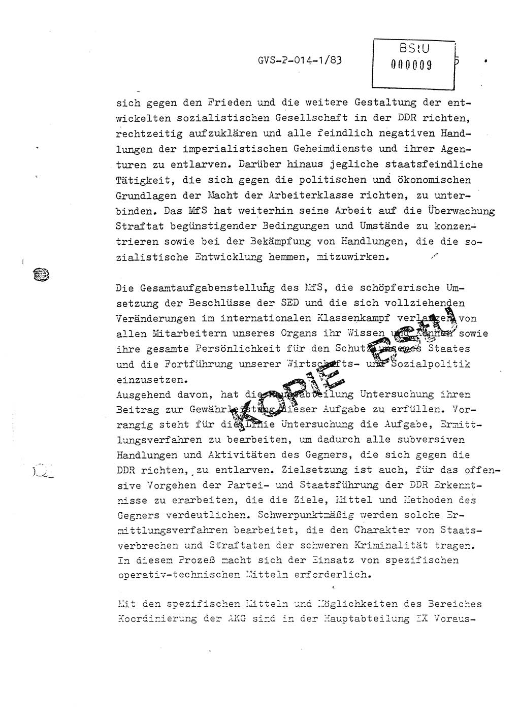 Fachschulabschlußarbeit Leutnant Dirk Autentrieb (HA Ⅸ/AKG), Ministerium für Staatssicherheit (MfS) [Deutsche Demokratische Republik (DDR)], Hauptabteilung (HA) Ⅸ, Geheime Verschlußsache (GVS) P-014-1/83, Berlin 1983, Blatt 5 (FS-Abschl.-Arb. MfS DDR HA Ⅸ GVS P-014-1/83 1983, Bl. 5)