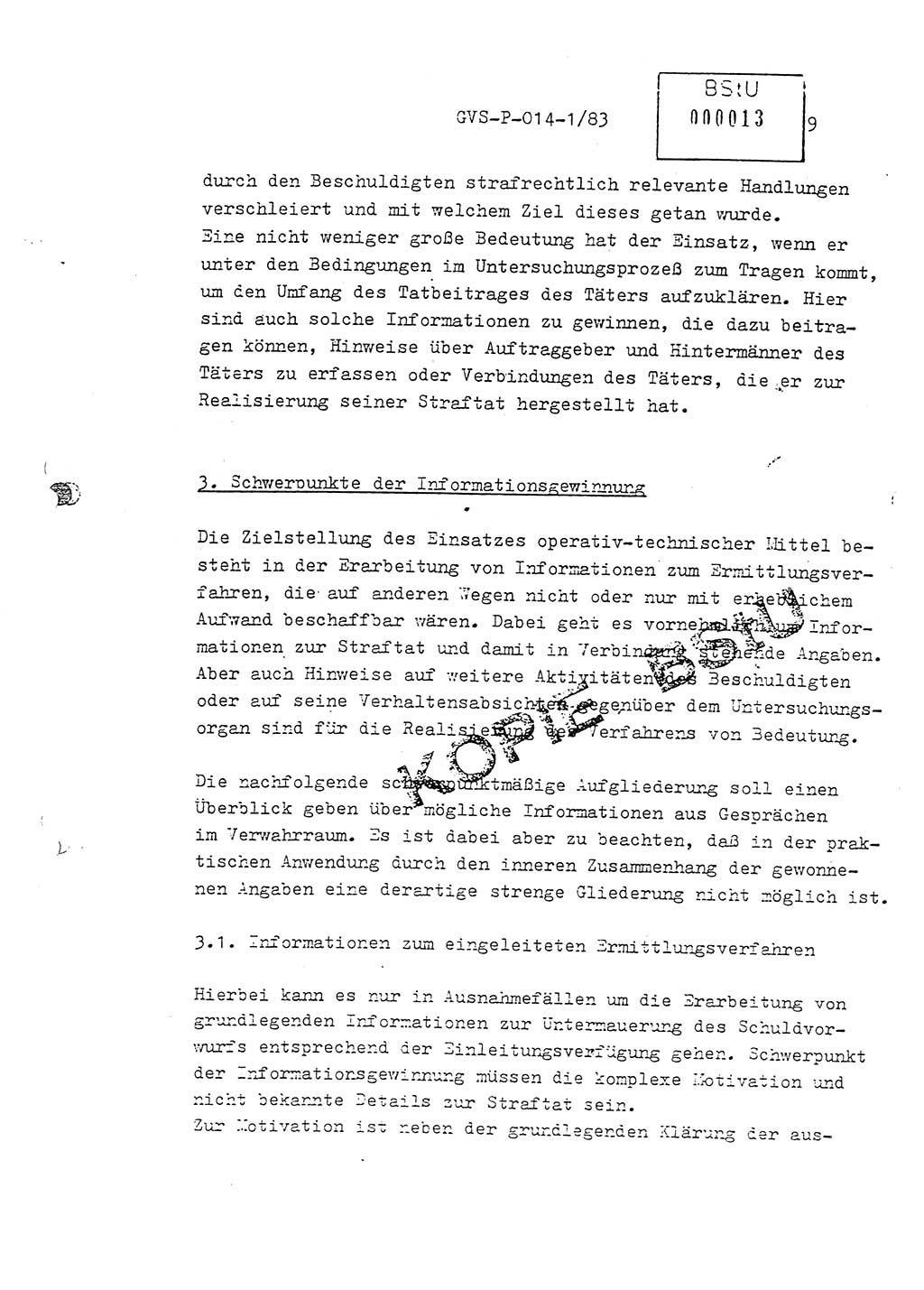 Fachschulabschlußarbeit Leutnant Dirk Autentrieb (HA Ⅸ/AKG), Ministerium für Staatssicherheit (MfS) [Deutsche Demokratische Republik (DDR)], Hauptabteilung (HA) Ⅸ, Geheime Verschlußsache (GVS) P-014-1/83, Berlin 1983, Blatt 9 (FS-Abschl.-Arb. MfS DDR HA Ⅸ GVS P-014-1/83 1983, Bl. 9)