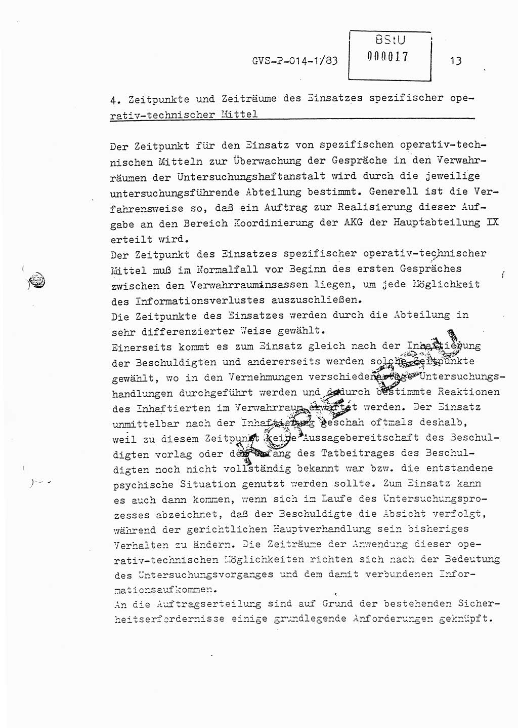 Fachschulabschlußarbeit Leutnant Dirk Autentrieb (HA Ⅸ/AKG), Ministerium für Staatssicherheit (MfS) [Deutsche Demokratische Republik (DDR)], Hauptabteilung (HA) Ⅸ, Geheime Verschlußsache (GVS) P-014-1/83, Berlin 1983, Blatt 13 (FS-Abschl.-Arb. MfS DDR HA Ⅸ GVS P-014-1/83 1983, Bl. 13)