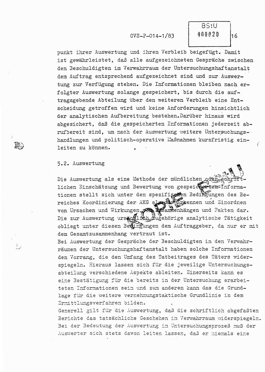 Fachschulabschlußarbeit Leutnant Dirk Autentrieb (HA Ⅸ/AKG), Ministerium für Staatssicherheit (MfS) [Deutsche Demokratische Republik (DDR)], Hauptabteilung (HA) Ⅸ, Geheime Verschlußsache (GVS) P-014-1/83, Berlin 1983, Blatt 16 (FS-Abschl.-Arb. MfS DDR HA Ⅸ GVS P-014-1/83 1983, Bl. 16)