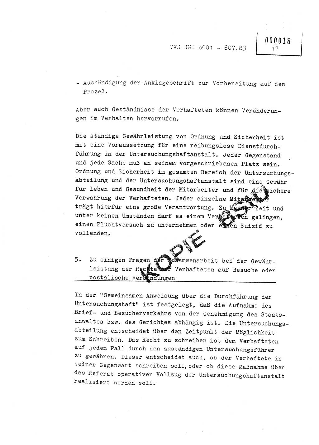 Fachschulabschlußarbeit Oberleutnant Hans-Joachim Saltmann (BV Rostock Abt. ⅩⅣ), Ministerium für Staatssicherheit (MfS) [Deutsche Demokratische Republik (DDR)], Juristische Hochschule (JHS), Vertrauliche Verschlußsache (VVS) o001-607/83, Potsdam 1983, Seite 17 (FS-Abschl.-Arb. MfS DDR JHS VVS o001-607/83 1983, S. 17)