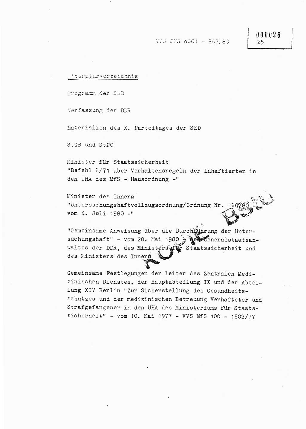 Fachschulabschlußarbeit Oberleutnant Hans-Joachim Saltmann (BV Rostock Abt. ⅩⅣ), Ministerium für Staatssicherheit (MfS) [Deutsche Demokratische Republik (DDR)], Juristische Hochschule (JHS), Vertrauliche Verschlußsache (VVS) o001-607/83, Potsdam 1983, Seite 25 (FS-Abschl.-Arb. MfS DDR JHS VVS o001-607/83 1983, S. 25)