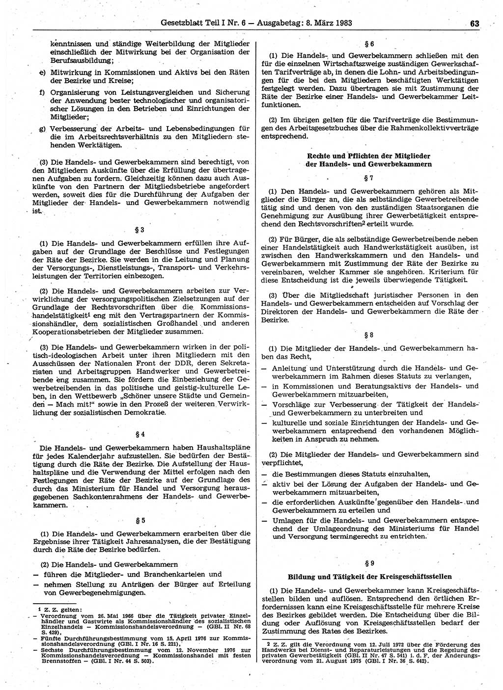 Gesetzblatt (GBl.) der Deutschen Demokratischen Republik (DDR) Teil Ⅰ 1983, Seite 63 (GBl. DDR Ⅰ 1983, S. 63)