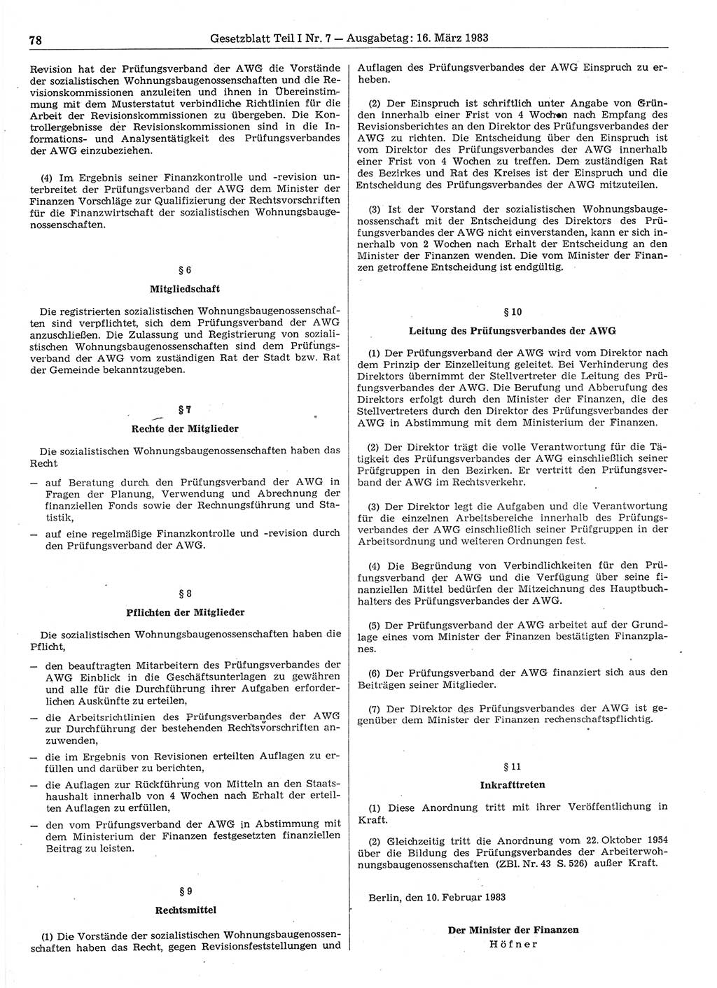 Gesetzblatt (GBl.) der Deutschen Demokratischen Republik (DDR) Teil Ⅰ 1983, Seite 78 (GBl. DDR Ⅰ 1983, S. 78)