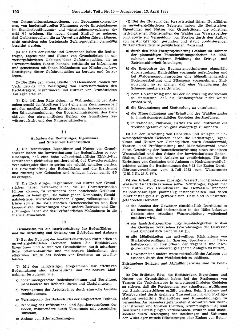 Gesetzblatt (GBl.) der Deutschen Demokratischen Republik (DDR) Teil Ⅰ 1983, Seite 102 (GBl. DDR Ⅰ 1983, S. 102)