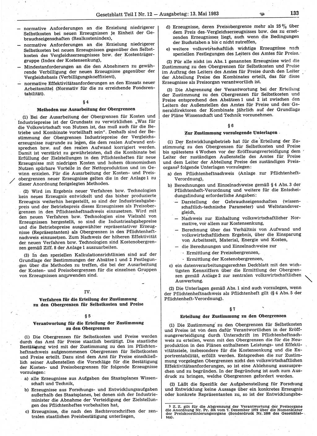 Gesetzblatt (GBl.) der Deutschen Demokratischen Republik (DDR) Teil Ⅰ 1983, Seite 133 (GBl. DDR Ⅰ 1983, S. 133)