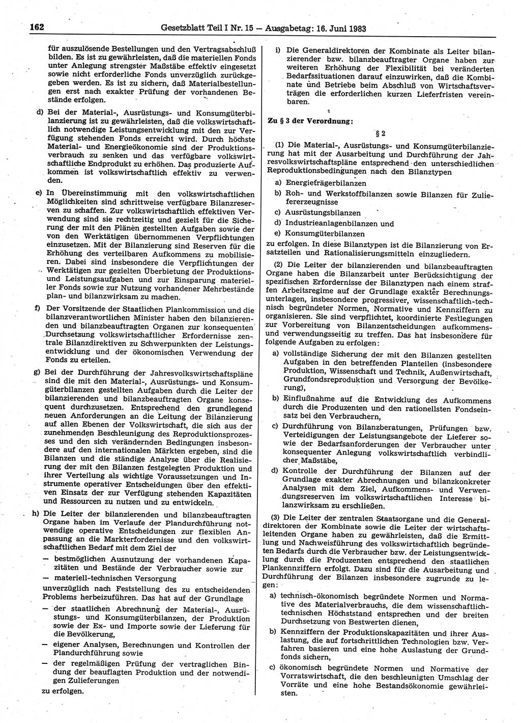 Gesetzblatt (GBl.) der Deutschen Demokratischen Republik (DDR) Teil Ⅰ 1983, Seite 162 (GBl. DDR Ⅰ 1983, S. 162)