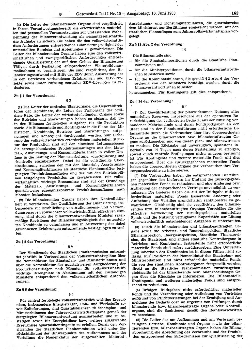 Gesetzblatt (GBl.) der Deutschen Demokratischen Republik (DDR) Teil Ⅰ 1983, Seite 163 (GBl. DDR Ⅰ 1983, S. 163)