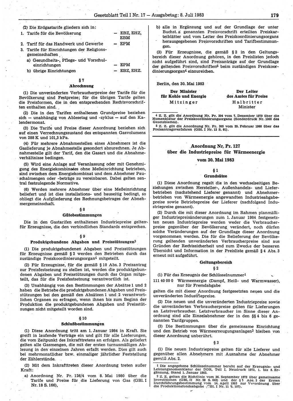 Gesetzblatt (GBl.) der Deutschen Demokratischen Republik (DDR) Teil Ⅰ 1983, Seite 179 (GBl. DDR Ⅰ 1983, S. 179)