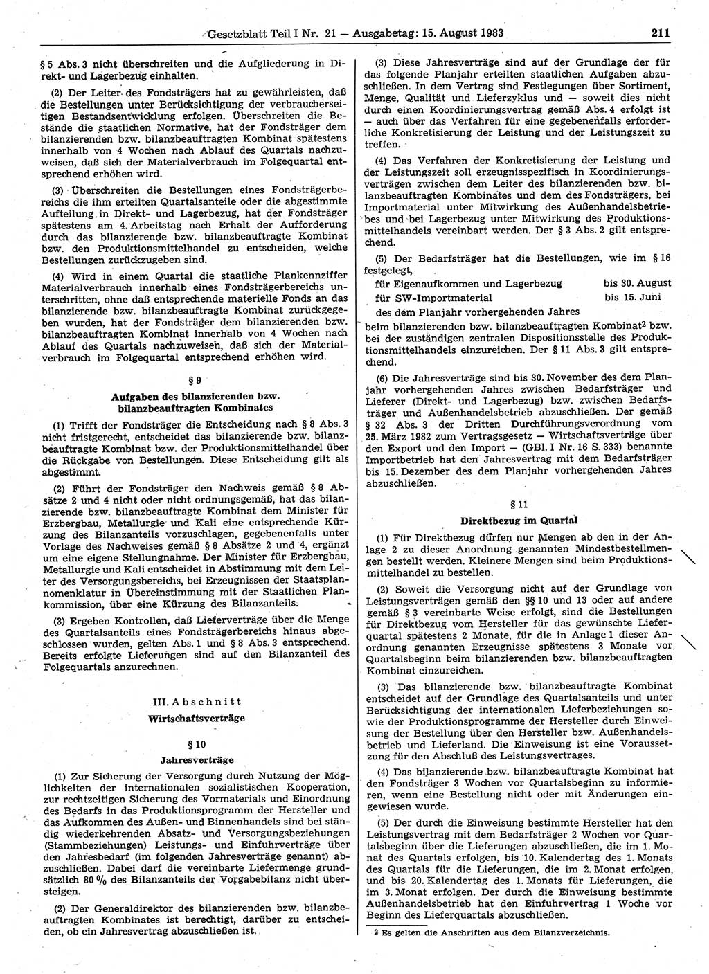 Gesetzblatt (GBl.) der Deutschen Demokratischen Republik (DDR) Teil Ⅰ 1983, Seite 211 (GBl. DDR Ⅰ 1983, S. 211)