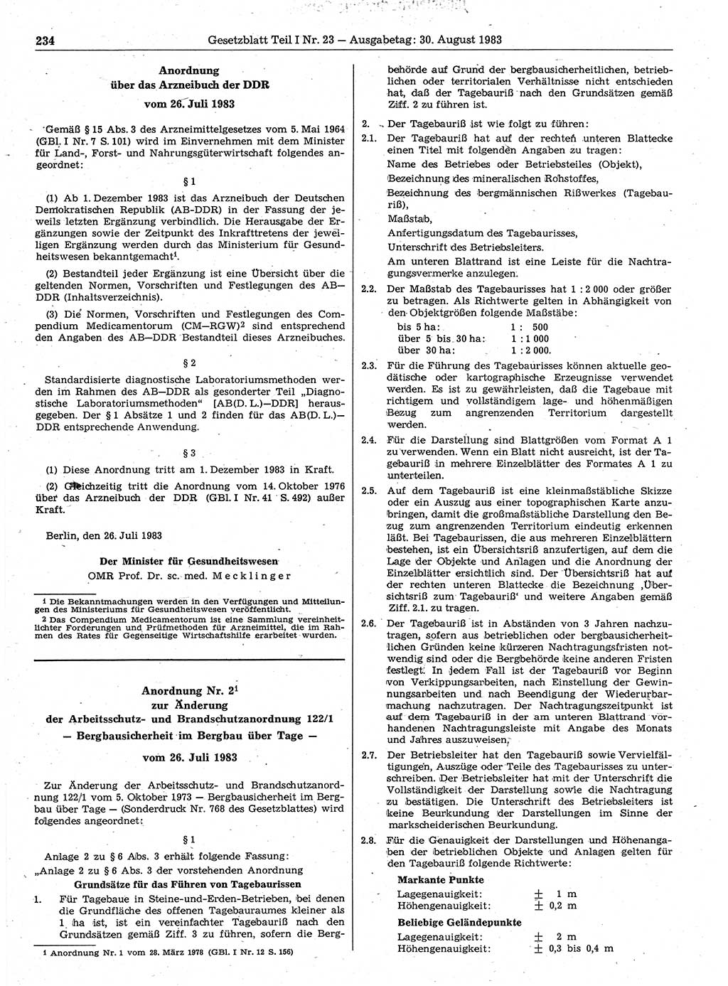 Gesetzblatt (GBl.) der Deutschen Demokratischen Republik (DDR) Teil Ⅰ 1983, Seite 234 (GBl. DDR Ⅰ 1983, S. 234)