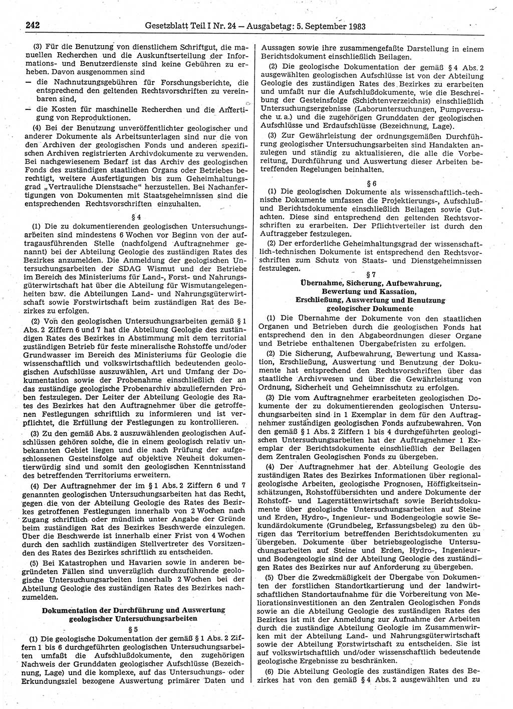 Gesetzblatt (GBl.) der Deutschen Demokratischen Republik (DDR) Teil Ⅰ 1983, Seite 242 (GBl. DDR Ⅰ 1983, S. 242)