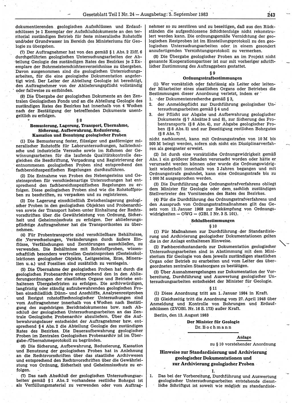 Gesetzblatt (GBl.) der Deutschen Demokratischen Republik (DDR) Teil Ⅰ 1983, Seite 243 (GBl. DDR Ⅰ 1983, S. 243)