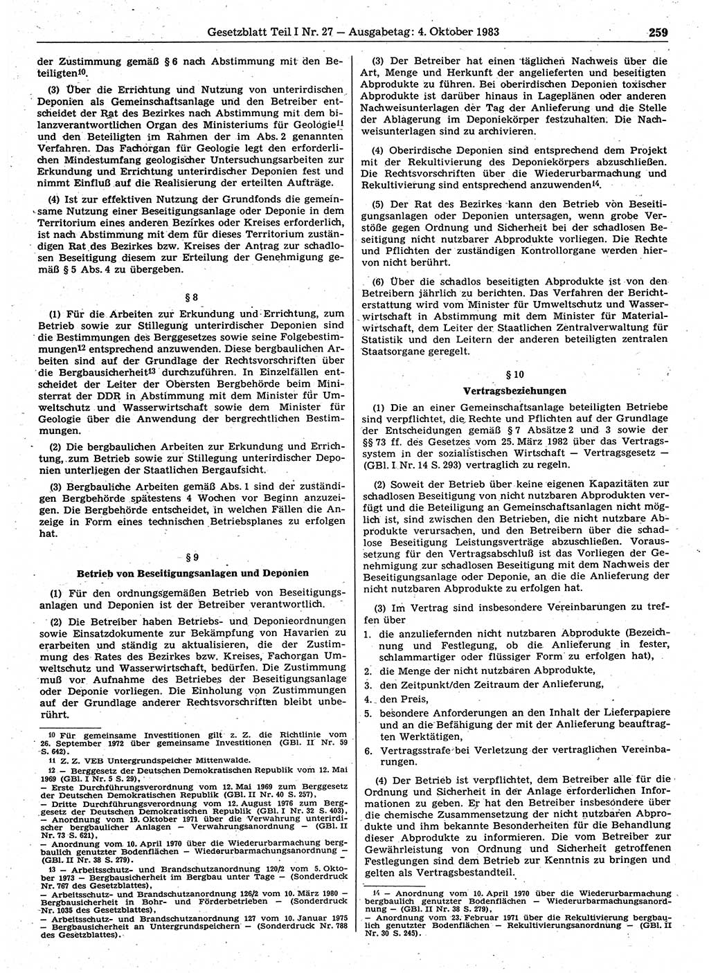 Gesetzblatt (GBl.) der Deutschen Demokratischen Republik (DDR) Teil Ⅰ 1983, Seite 259 (GBl. DDR Ⅰ 1983, S. 259)