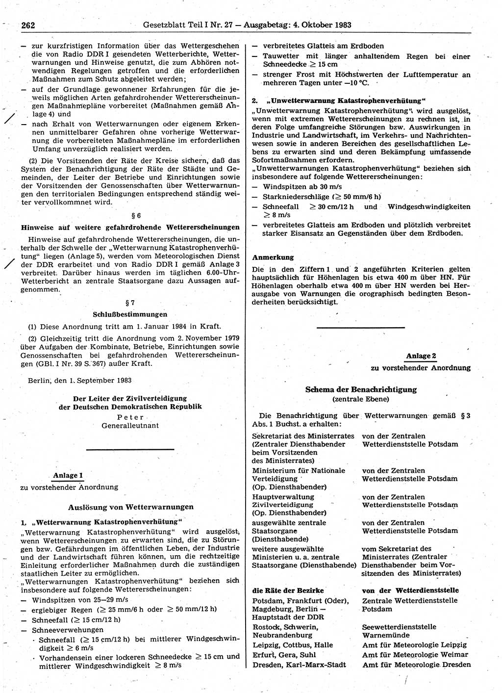Gesetzblatt (GBl.) der Deutschen Demokratischen Republik (DDR) Teil Ⅰ 1983, Seite 262 (GBl. DDR Ⅰ 1983, S. 262)