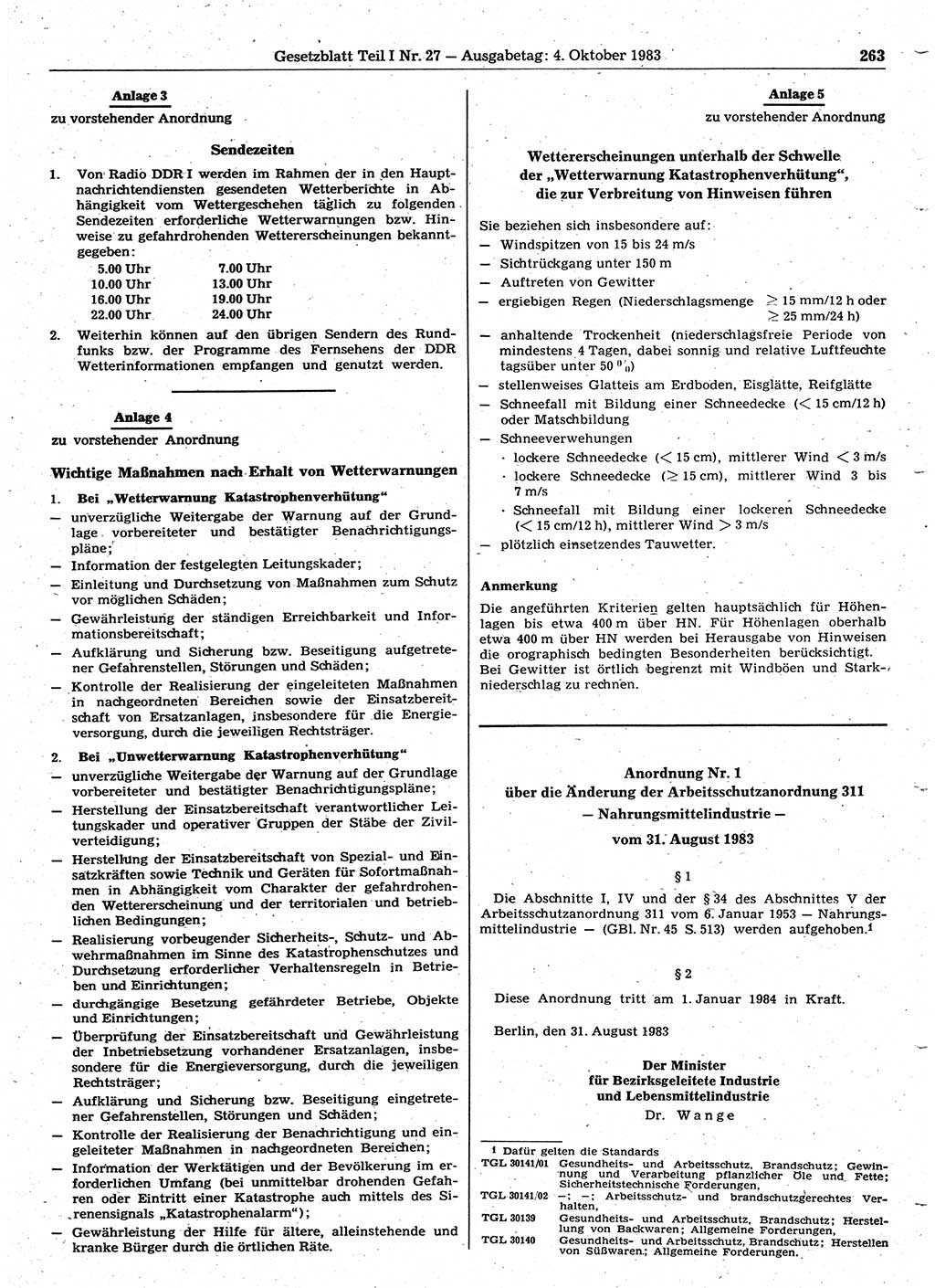 Gesetzblatt (GBl.) der Deutschen Demokratischen Republik (DDR) Teil Ⅰ 1983, Seite 263 (GBl. DDR Ⅰ 1983, S. 263)
