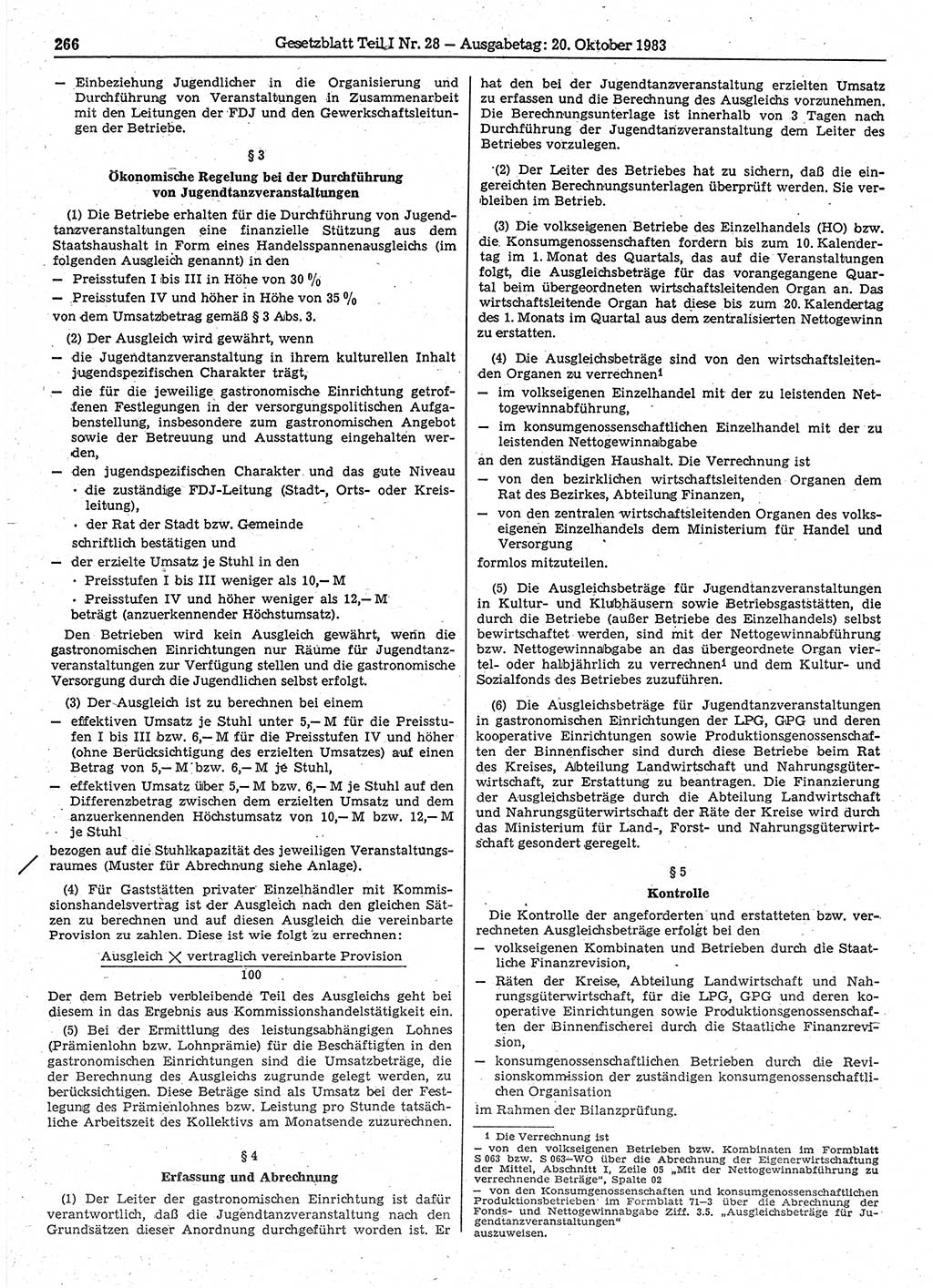 Gesetzblatt (GBl.) der Deutschen Demokratischen Republik (DDR) Teil Ⅰ 1983, Seite 266 (GBl. DDR Ⅰ 1983, S. 266)