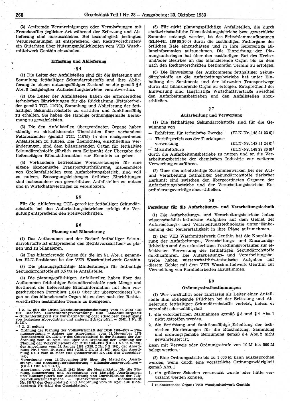 Gesetzblatt (GBl.) der Deutschen Demokratischen Republik (DDR) Teil Ⅰ 1983, Seite 268 (GBl. DDR Ⅰ 1983, S. 268)