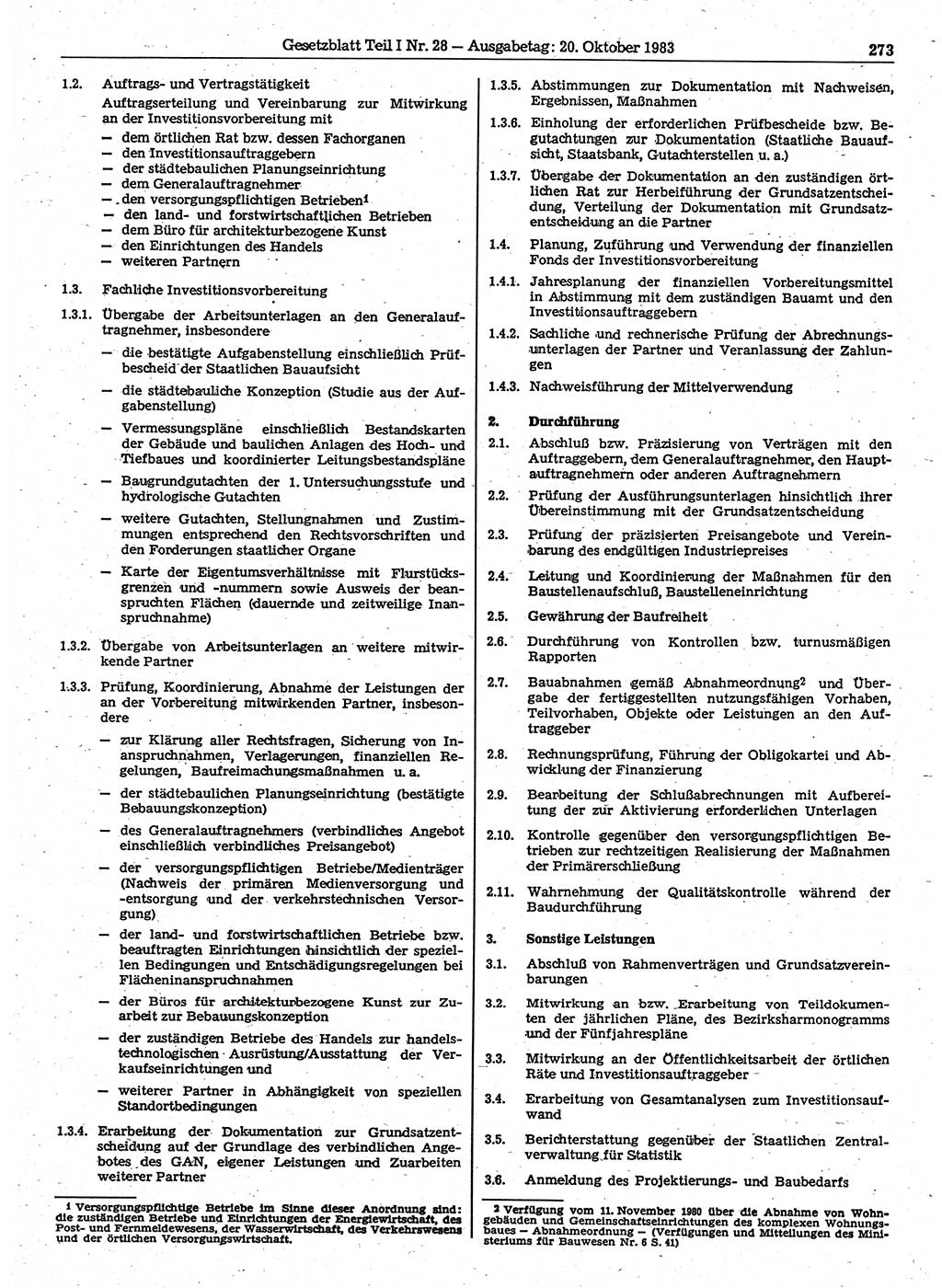 Gesetzblatt (GBl.) der Deutschen Demokratischen Republik (DDR) Teil Ⅰ 1983, Seite 273 (GBl. DDR Ⅰ 1983, S. 273)