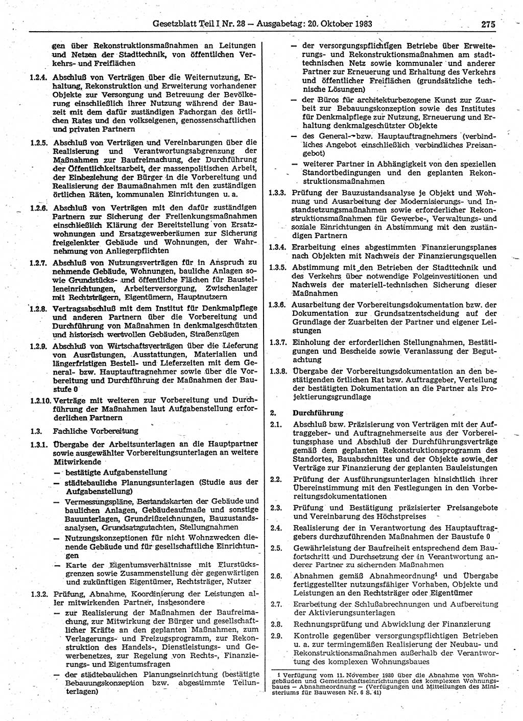 Gesetzblatt (GBl.) der Deutschen Demokratischen Republik (DDR) Teil Ⅰ 1983, Seite 275 (GBl. DDR Ⅰ 1983, S. 275)