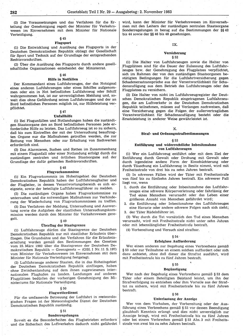 Gesetzblatt (GBl.) der Deutschen Demokratischen Republik (DDR) Teil Ⅰ 1983, Seite 282 (GBl. DDR Ⅰ 1983, S. 282)
