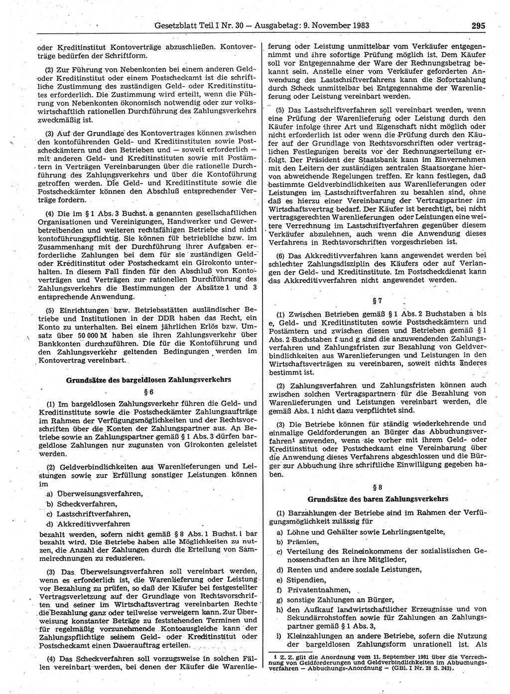 Gesetzblatt (GBl.) der Deutschen Demokratischen Republik (DDR) Teil Ⅰ 1983, Seite 295 (GBl. DDR Ⅰ 1983, S. 295)